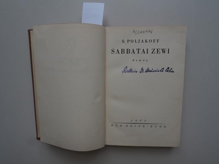  Sabbatai Zewi. (1926)