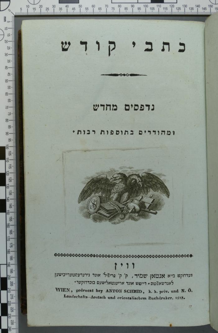 224 WIEN : כתבי קדש חמש מגלות : עם תרגום אשכנזי ובאור ונוסף לזה פירוש רש"י  (1818)