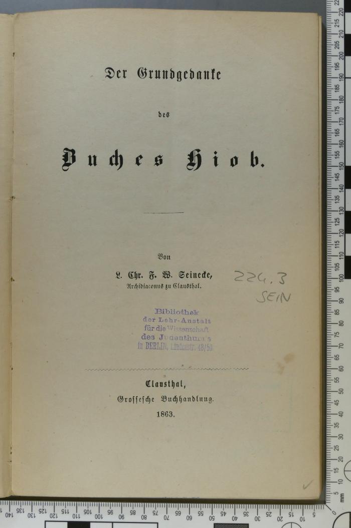 224.3 SEIN;Cd 88 ; ;: Der Grundgedanke des Buches Hiob (1863)