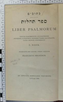 224.07=71 BAER;Jc 16776 ; ;: ספר תהלות
ספר משלי
ספר איוב
חמש מגלות
דניאל עזרא ונחמיה
ספר דברי הימים (1875-1888)