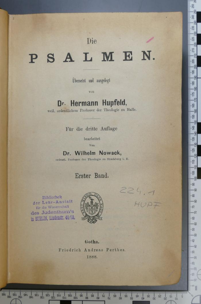 224.1 HUPF : Die Psalmen (1888)