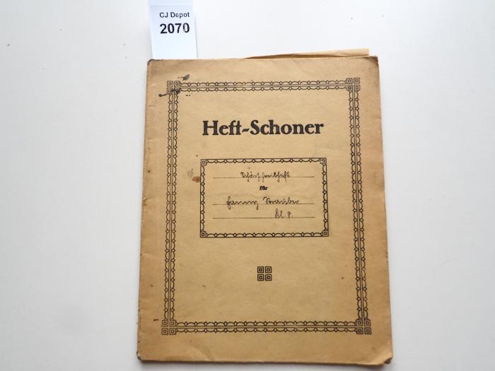  Heft-Schoner. Schönschreibtheft für Fanny Strauber, Kl. 8. (k.A.)