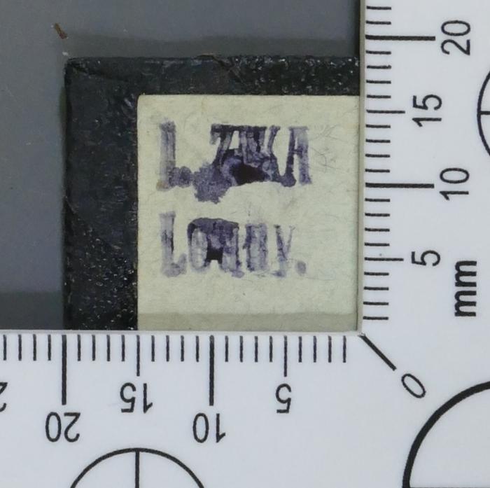 - (Zika, I.), Stempel: Exlibris, Name; 'I. ZIKA [?]
Louny.'.  (Prototyp)