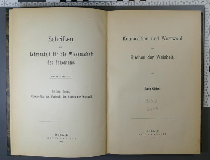 229.3 GAER : Komposition und Wortwahl des Buches der Weisheit (1912)