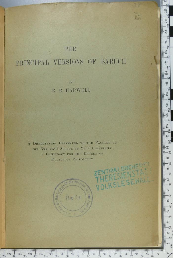 229.5 HARW;Cd 139 ; ;: The principal versions of Baruch ([1915])