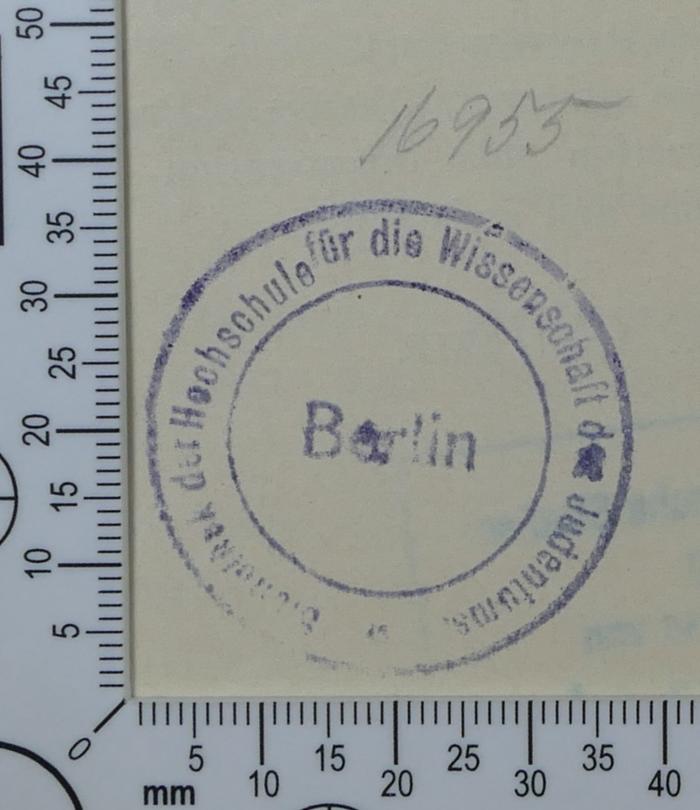 - (Hochschule für die Wissenschaft des Judentums), Von Hand: Inventar-/ Zugangsnummer; '16955'. 