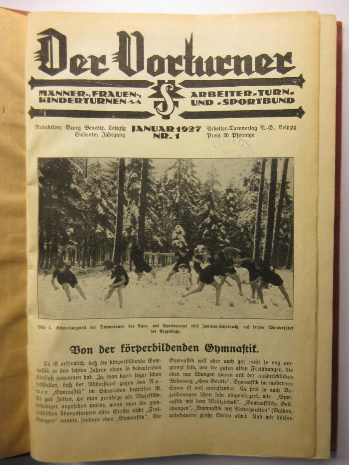 38/80/44035(6)-7.1927 : Der Vorturner : Monatsschr. Männer-, Frauen,- Kinderturnen, Arbeiter-Turn- und Sportbund (1927)