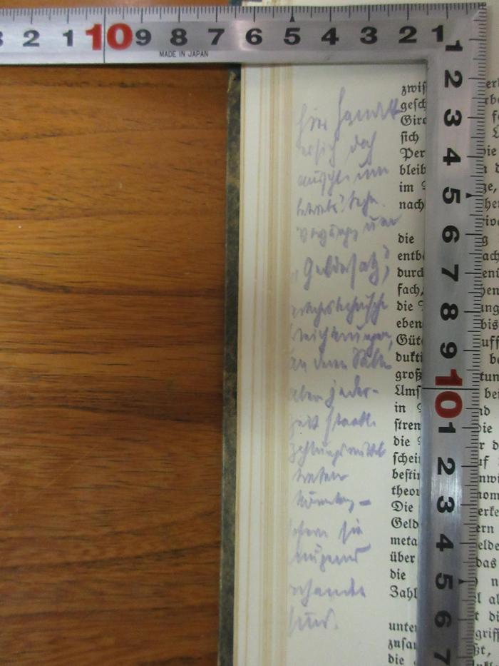 6 D 277< b > : Geld und Gold : Ökonomische Theorie des Geldes (1916);- (Elsas, Fritz Dr.), Von Hand: Annotation; '[...]'. 