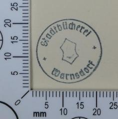 - (Städtische Bücherei Warnsdorf), Stempel: Exlibris; 'Stadtbücherei Warnsdorf'.  (Prototyp)