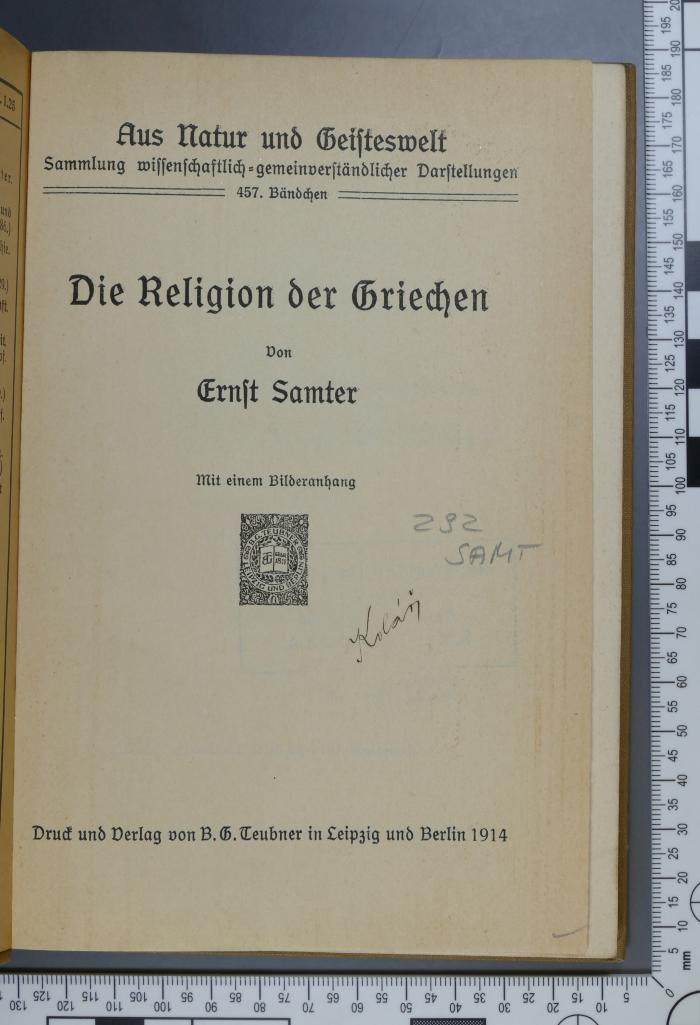 292 SAMT : Die Religion der Griechen (1914)