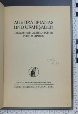 294 AUSB : Aus Brahmanas und Upaniṣaden : Gedanken altindischer Philosophen  (1921)