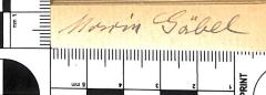 - (Gäbel, Marie[?]), Von Hand: Name; 'Marie Gäbel'. 