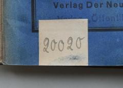 - (NSDAP-Gauarchiv und -museum Südhannover-Braunschweig), Von Hand: Signatur; '20020'. 