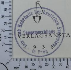 - (Lese- und Redehalle der deutschen Studenten Prag;Langemarckhaus Prag), Stempel: Exlibris; 'Lese- und Redehalle der deutschen Studenten in Prag
Langemarckhaus'.  (Prototyp)