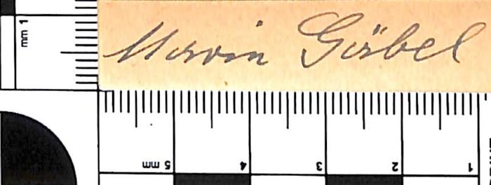 - (Gäbel, Marie[?]), Von Hand: Name; 'Marie[?] Gäbel'. 