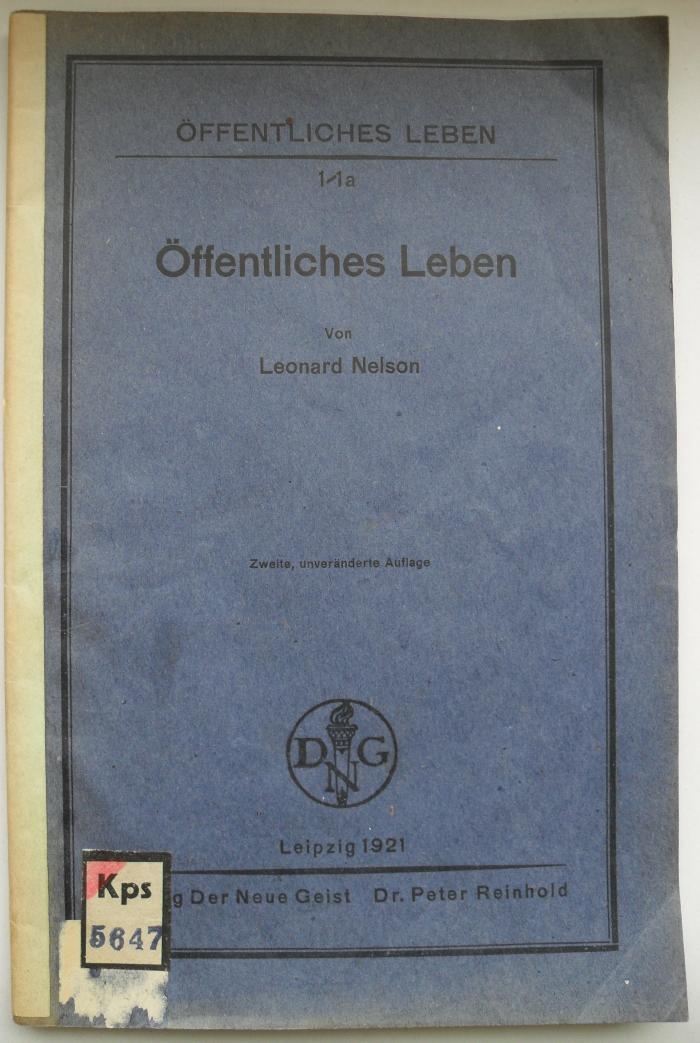 Kps 5647 : Öffentliches Leben (1921)