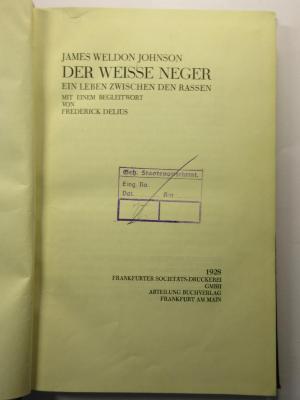 18/80/41545(2) : Der Weisse Neger. Ein Leben zwischen den Rassen (1928)