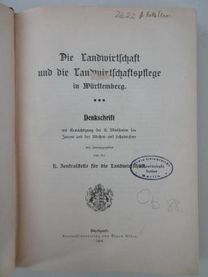 94/2021/46014 : Die Landwirtschaft und die Landwirtschaftspflege in Württemberg. (1908)