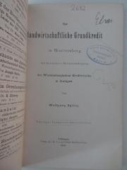 98/2021/41045 : Der landwirtschaftliche Grundkredit in Württemberg mit besonderer Berücksichtigung des Württembergischen Kreditvereins Stuttgart. (1904)