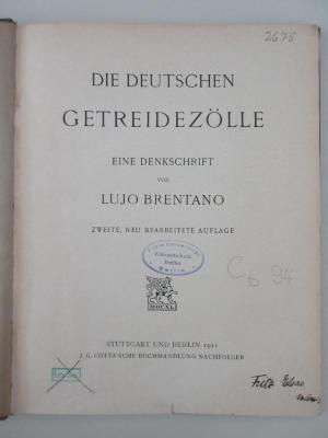 94/2022/46001 : Die deutschen Getreidezölle (1911)