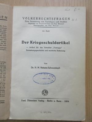 E 311 : Der Kriegsschuldartikel (1934)