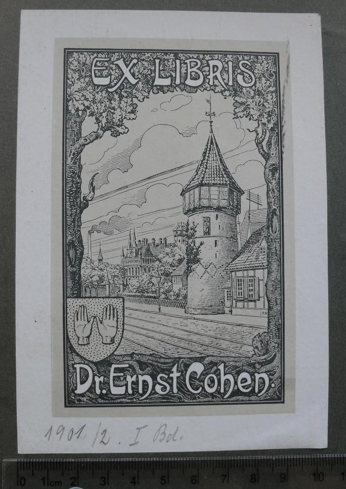 - (Cohen, Dr. Ernst), Etikett: Exlibris; 'EX LIBRIS Dr. Ernst Cohen.'. 