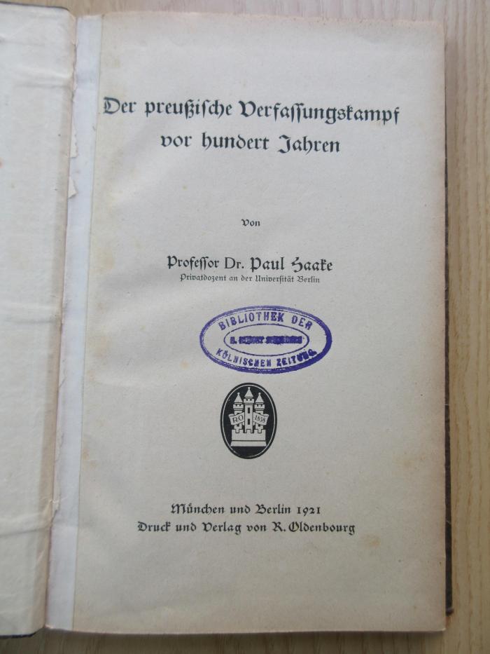 Bo 13 : Der preußische Verfassungskampf vor hundert Jahren (1921)