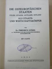 Gb 635 : Die osteuropäischen Staaten Polen, Litauen, Lettland, Estland als Staats- und Wirtschaftskörper (1931)