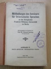 VIII 319 : Westasiatische Studien (1903)
