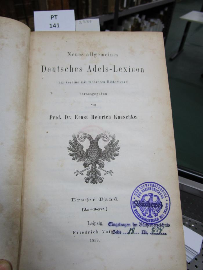  Neues allgemeines deutsches Adels-Lexicon; [Aa-Boyve] (1859)