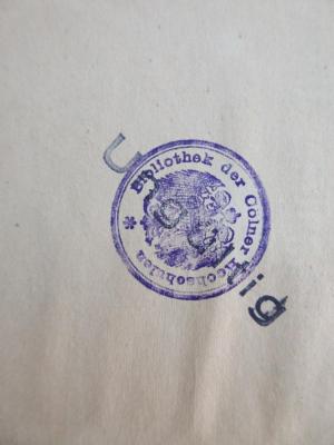 Bm 712 : Die Sozialdemokratie eine republikanische Partei (1910);- (Bibliothek der Cölner Hochschulen), Stempel: Berufsangabe/Titel/Branche; 'Bibliothek der Cölner Hochschulen'. 