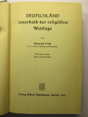 18/80/41613(5) : Deutschland innerhalb der religiösen Weltlage (1941)