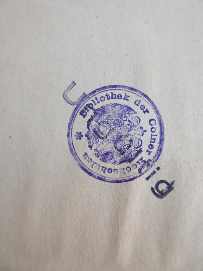 Bm 712 : Die Sozialdemokratie eine republikanische Partei (1910);- (Bibliothek der Cölner Hochschulen), Stempel: Berufsangabe/Titel/Branche; 'Bibliothek der Cölner Hochschulen'. 