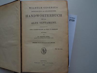  Wilhelm Gesenius' hebräisches und aramäisches Handwörterbuch über das Alte Testament. (1895)