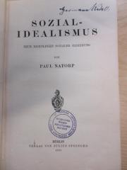 PB 0579 AZ/4 (ausgesondert) : Sozialidealismus ; neue Richtlinien sozialer Erziehung (1920)