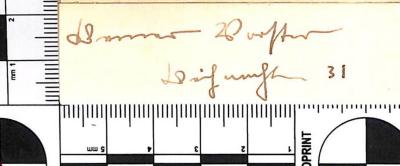 - (Vorster, Werner), Von Hand: Name, Datum; 'Werner Vorster / Weihnachten 31'. 