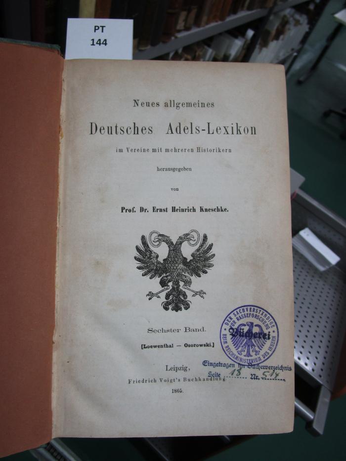  Neues allgemeines deutsches Adels-Lexicon; [Loewenthal-Osorowski] (1865)