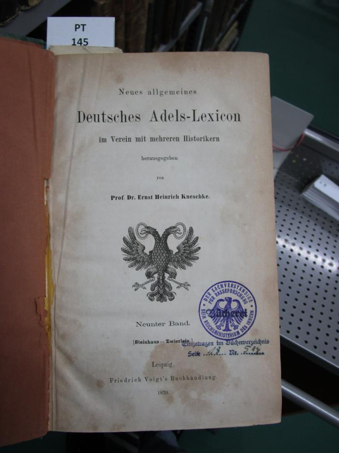  Neues allgemeines deutsches Adels-Lexicon; [Steinhaus-Zwierlein] (1870)