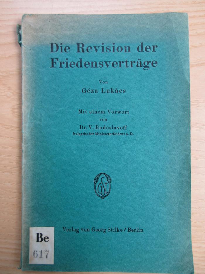 Be 617 : Die Revision der Friedensverträge (1928)