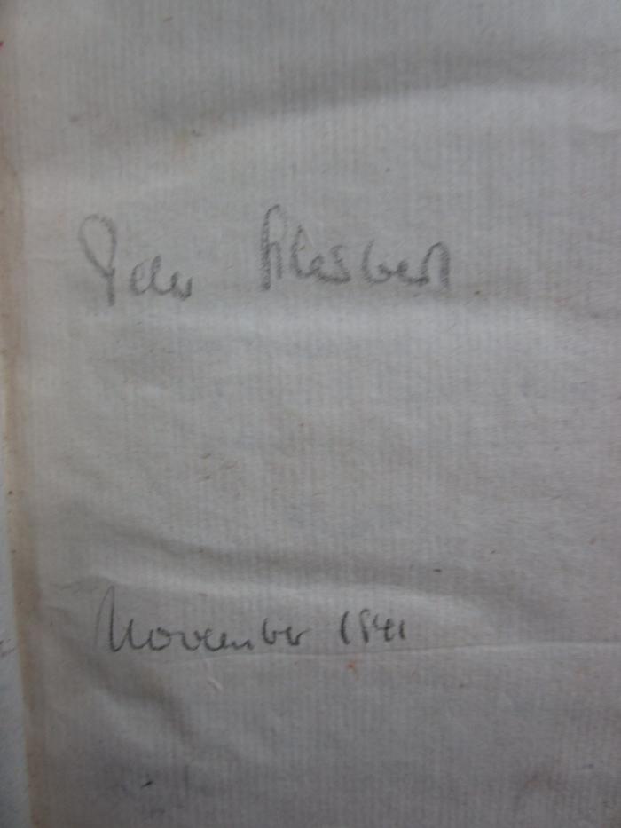 -, Von Hand: Datum, Name; 'Peter Klarber[?]
November 1841'