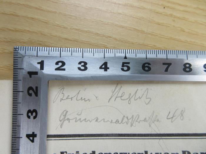 Be 617 : Die Revision der Friedensverträge (1928);-, Von Hand: Ortsangabe; 'Berlin Steglitz
Grunewaldstraße 48'