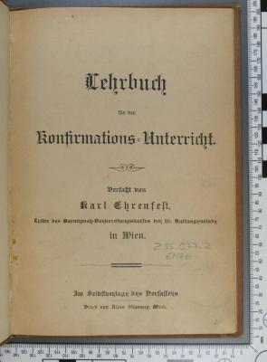 296.077.2 EHRE : Lehrbuch für den Konfirmations-Unterricht ([1902])