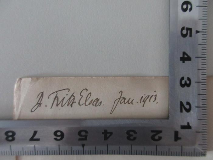 98/2021/41091 : Vereinheitlichung des deutschen Eisenbahnwesens : Eine Ergänzung der Schrift Die deutsche Eisenbahngemeinschaft (1913);- (Elsas, Fritz Dr.), Von Hand: Name, Datum; 'Dr. Fritz Elsas. Jan. 1913.'. 