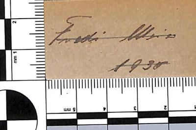 - (Meier, Fredi), Von Hand: Name, Datum; 'Fredi Meier / 1930'. 