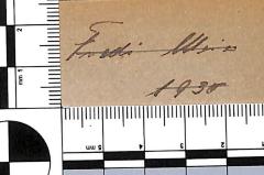 - (Meier, Fredi), Von Hand: Name, Datum; 'Fredi Meier / 1930'. 