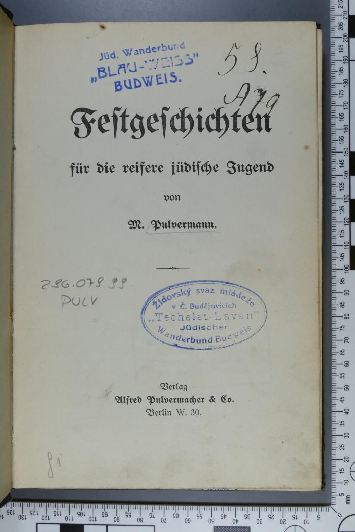 296.079.99 PULV;58. A 79 ; ;: Festgeschichten für die reifere jüdische Jugend  ([ca. 1909])
