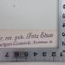 - (Elsas, Fritz Dr.), Stempel: Name, Ortsangabe; 'Dr. rer. pol. Fritz Elsas Stuttgart-Cannstatt, Karlstrasse 29.'. 