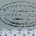 - (Jüdischer Wanderbund "Blau-Weiß" Budweis / Židovsky svaz mládeže v Č. Budějovicích), Stempel: Exlibris; 'Židovsky svaz mládeže
 v Č. Budějovicích
"Techelet-Lavan"
Jüdischer 
Wanderbund Budweis'.  (Prototyp)