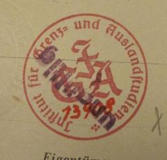 - (Institut für Grenz- und Auslandsstudien (Berlin)), Stempel: Name, Berufsangabe/Titel/Branche, Monogramm; 'Institut für Grenz- und Aiuslandstudien
IGA'.  (Prototyp)