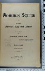 296.081 HIRS 1,3 (2) : Gesammelte Schriften von Rabbiner Samson Raphael Hirsch (1921)